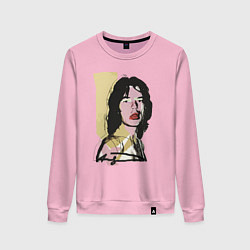 Свитшот хлопковый женский Andy Warhol - Mick Jagger pop art, цвет: светло-розовый