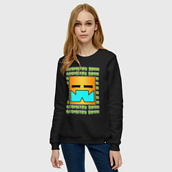 Свитшот хлопковый женский GEOMETRY DASH КЛАССИКА УРОВЕНЬ, цвет: черный — фото 2