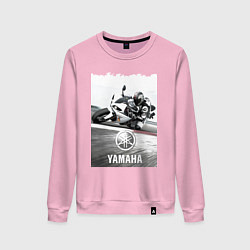 Свитшот хлопковый женский YAMAHA на вираже, цвет: светло-розовый