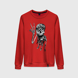Свитшот хлопковый женский Skeleton dude, цвет: красный