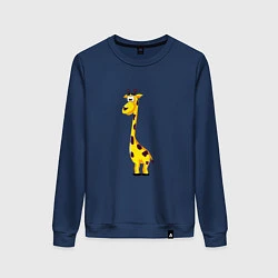 Свитшот хлопковый женский Веселый жирафик, цвет: тёмно-синий