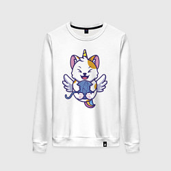 Женский свитшот Кот - единорог и клубок