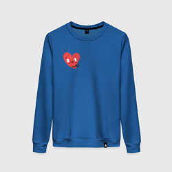 Свитшот хлопковый женский Пара сердечек, цвет: синий