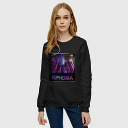 Свитшот хлопковый женский Сериал Euphoria - Зендея, цвет: черный — фото 2