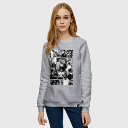 Свитшот хлопковый женский АСТА Черный Клевер Панели Манги, цвет: меланж — фото 2
