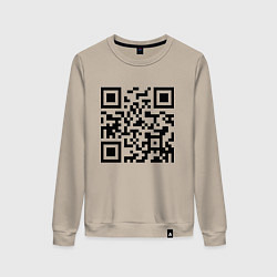 Свитшот хлопковый женский Хочу в тайгу - QR code, цвет: миндальный