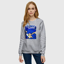 Свитшот хлопковый женский Sonic Adventure Sonic, цвет: меланж — фото 2