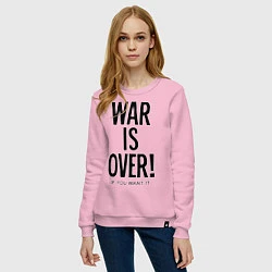 Свитшот хлопковый женский War is over, цвет: светло-розовый — фото 2