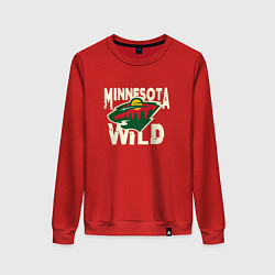 Свитшот хлопковый женский Миннесота Уайлд, Minnesota Wild, цвет: красный