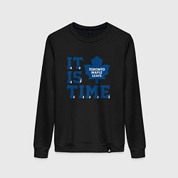 Свитшот хлопковый женский It is Toronto Maple Leafs Time, Торонто Мейпл Лифс, цвет: черный