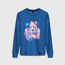 Свитшот хлопковый женский Задумчивая Кокоми, цвет: синий