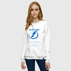 Свитшот хлопковый женский Tampa Bay Lightning is coming, Тампа Бэй Лайтнинг, цвет: белый — фото 2