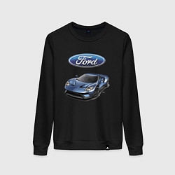 Свитшот хлопковый женский Ford - legendary racing team!, цвет: черный