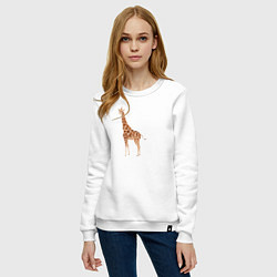 Свитшот хлопковый женский Любопытный жираф, цвет: белый — фото 2