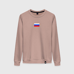 Свитшот хлопковый женский ФЛАГ РОССИИ МИНИМАЛИЗМ, цвет: пыльно-розовый