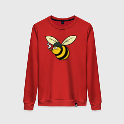 Свитшот хлопковый женский Пчелка в каске с сигарой, цвет: красный