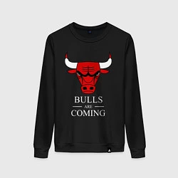 Свитшот хлопковый женский Chicago Bulls are coming Чикаго Буллз, цвет: черный