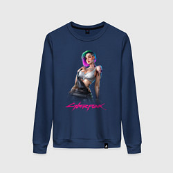 Свитшот хлопковый женский Sexy Judy Cyberpunk 18, цвет: тёмно-синий