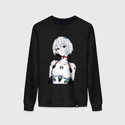 Свитшот хлопковый женский Рей Аянами Rei Ayanami Ева Евангелион, цвет: черный