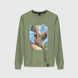 Свитшот хлопковый женский Радостный Сэнку, цвет: авокадо