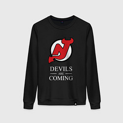 Свитшот хлопковый женский New Jersey Devils are coming Нью Джерси Девилз, цвет: черный
