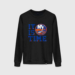 Свитшот хлопковый женский It Is New York Islanders Time Нью Йорк Айлендерс, цвет: черный