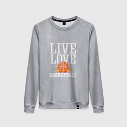 Свитшот хлопковый женский Live Love - Basketball, цвет: меланж