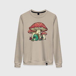 Женский свитшот Грибной дом и вязание лягушки