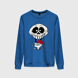 Свитшот хлопковый женский Smile Hype Skull, цвет: синий