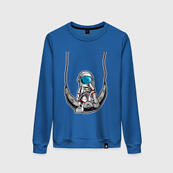 Свитшот хлопковый женский Космонавт на луне, цвет: синий
