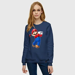 Свитшот хлопковый женский Марио - крутейший гольфист Super Mario, цвет: тёмно-синий — фото 2