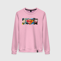 Свитшот хлопковый женский Знак Супермена, цвет: светло-розовый