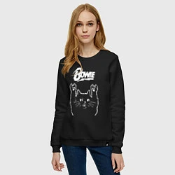 Свитшот хлопковый женский Bowie Рок кот, цвет: черный — фото 2