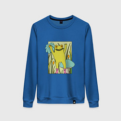 Свитшот хлопковый женский ЛЯГУШКА НА ПОЗИТИВЕ, цвет: синий