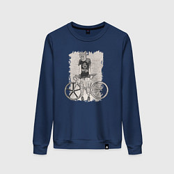 Свитшот хлопковый женский Bike punk кошечка, цвет: тёмно-синий