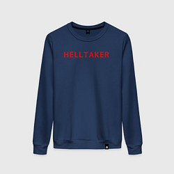 Свитшот хлопковый женский Helltaker logo, цвет: тёмно-синий