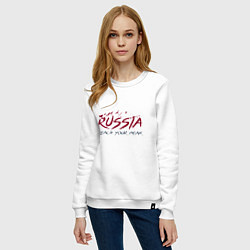 Свитшот хлопковый женский Россия - Будь на вершине, цвет: белый — фото 2