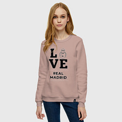 Свитшот хлопковый женский Real Madrid Love Классика, цвет: пыльно-розовый — фото 2