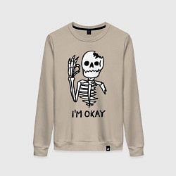 Женский свитшот Im okay! Skeleton Я в порядке! Жест