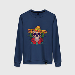 Свитшот хлопковый женский Skull - Mexico, цвет: тёмно-синий