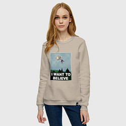 Свитшот хлопковый женский Neco Arc want to believe, цвет: миндальный — фото 2