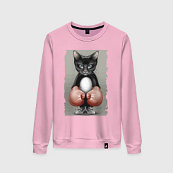 Женский свитшот Крутой котяра в боксёрских перчатках Cool cat in b
