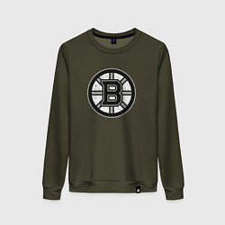 Свитшот хлопковый женский BOSTON BRUINS СЕРЫЙ, цвет: хаки