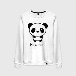 Свитшот хлопковый женский Эй, чувак! Панда Hey, man! Panda, цвет: белый