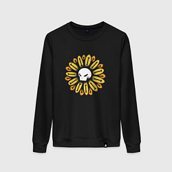 Свитшот хлопковый женский Череп Подсолнух Sunflower Skull, цвет: черный