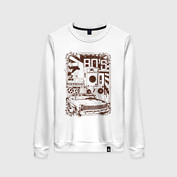 Свитшот хлопковый женский Иллюстрация автомобиля 80-х, цвет: белый