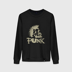 Свитшот хлопковый женский Punk Skull, цвет: черный