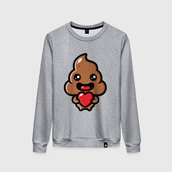 Свитшот хлопковый женский Влюбленная какашка с сердечком, цвет: меланж