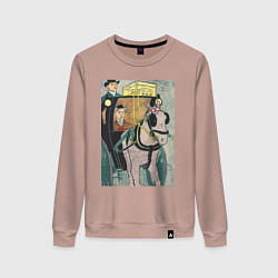 Свитшот хлопковый женский Man in Carriage Прогулка, цвет: пыльно-розовый