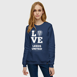 Свитшот хлопковый женский Leeds United Love Classic, цвет: тёмно-синий — фото 2